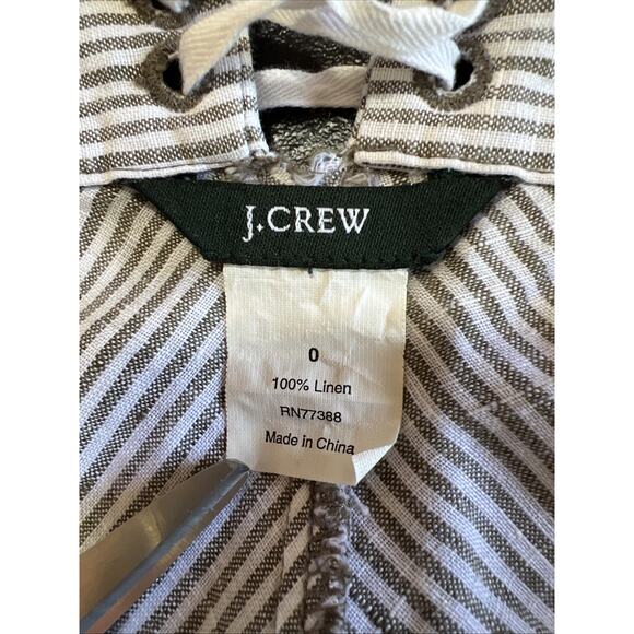 J Crew Sailor Button Midi Skirt Size 0 Brown Stripe Linen Lace Up Coastal Beach - Picture 6 of 9